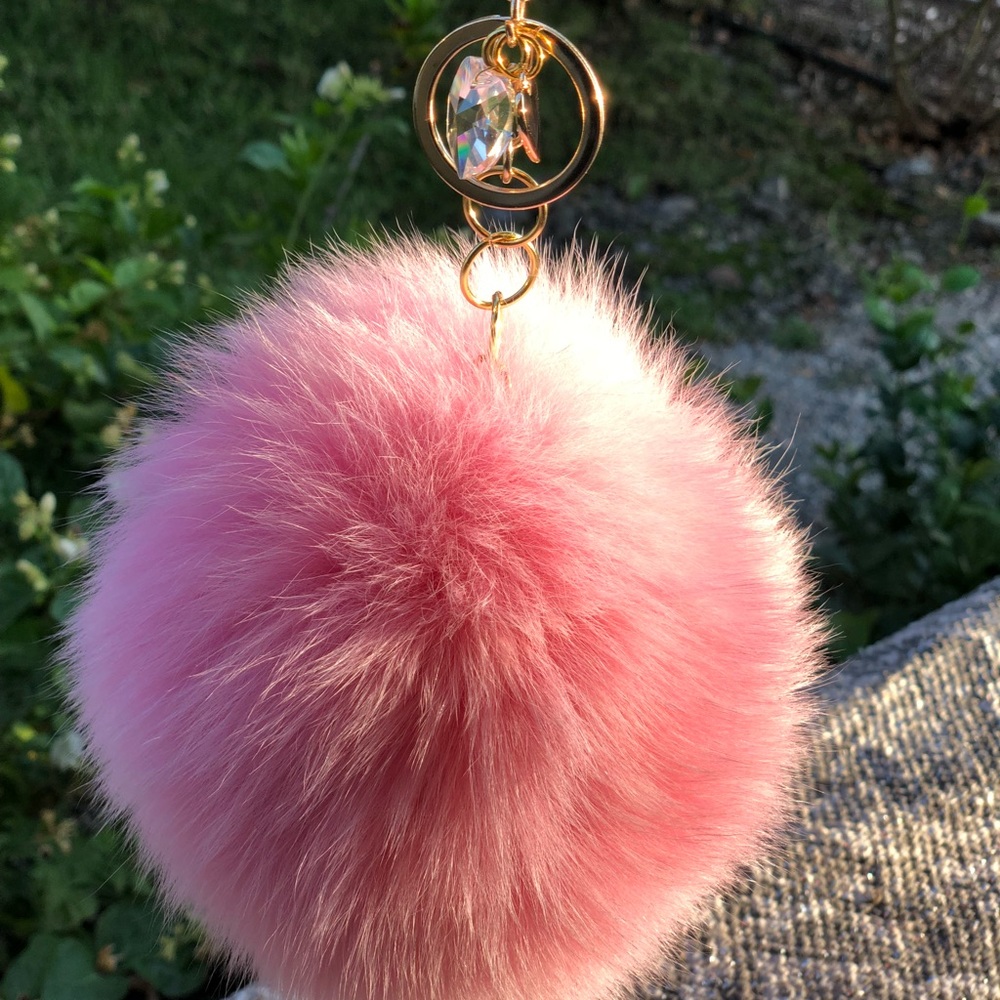 XL Crystal Swarovski Pom Pom Keychain pink